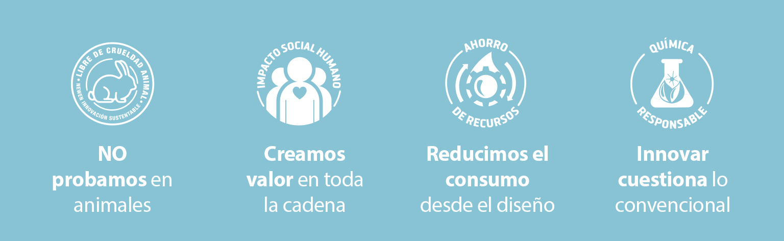 No probamos en animales Creamos valor en toda la cadena Reducimos el consumo desde el diseño Innovar cuestiona lo convencional